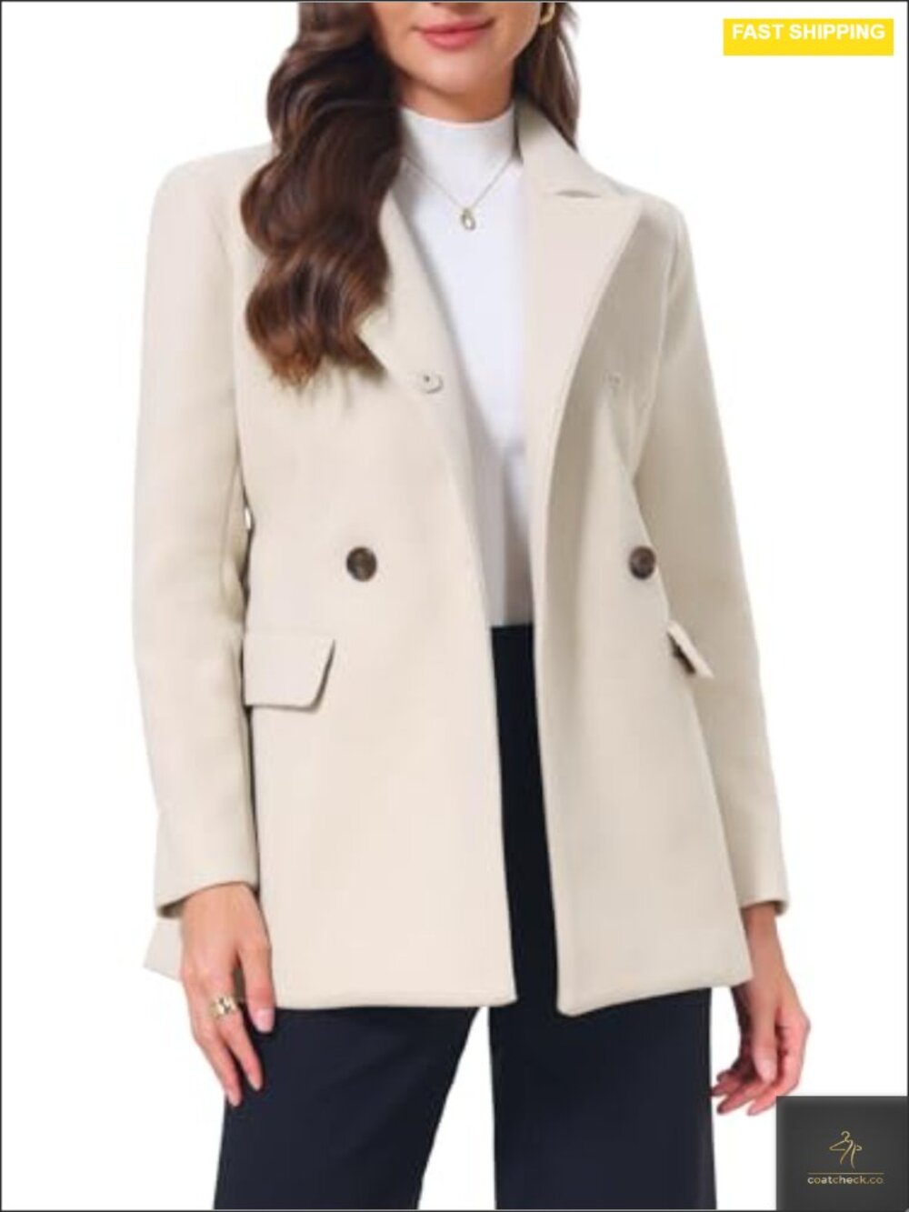 Women's Winter Short Pea Coat Peter Pan Collar Overcoat Jacket